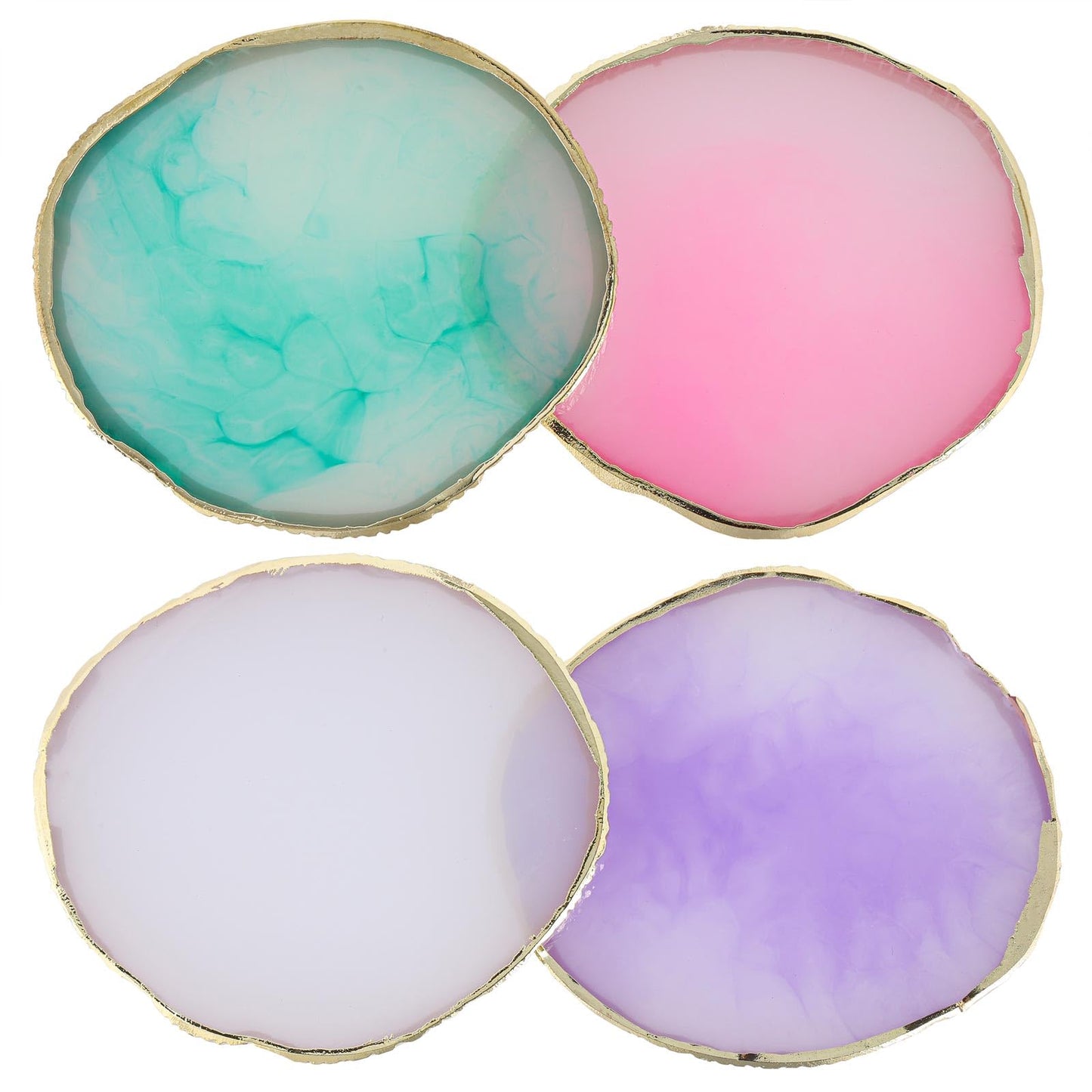 Group shot of four Tbestmax resin nail art palettes with gold detail.