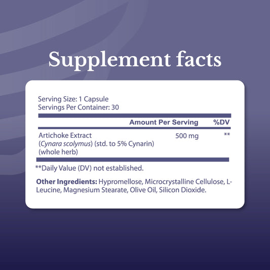 Nation Health MD Artichoke leaf extract 30 vegetarian capsules label details and dosage