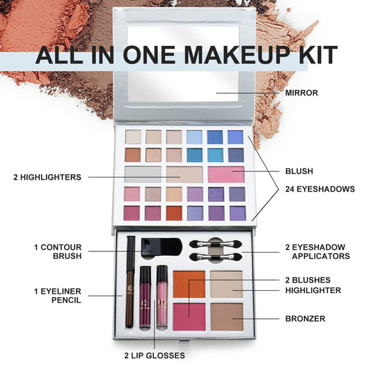 Color Nymph makeup kit opened up to reveal twenty four vibrant matte and shimmer eyeshadow shades.