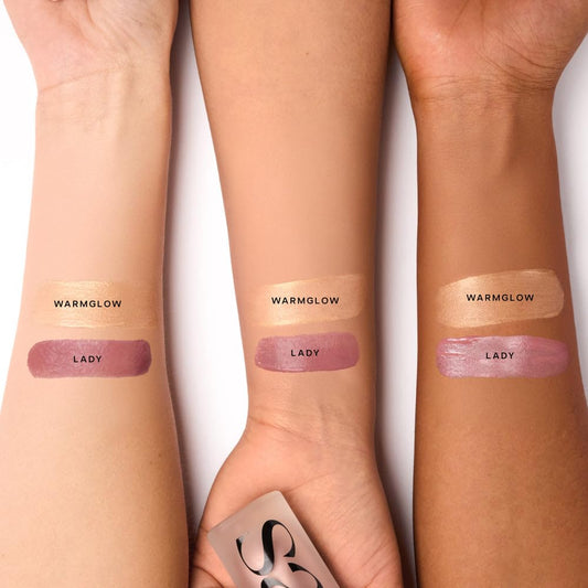 Saie Dew Blush in Lady nude mauve shade applicator and bottle details