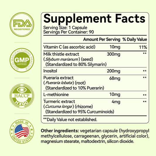 OxyEnergy Milk Thistle and Turmeric supplement supplement facts label showing silymarin content.
