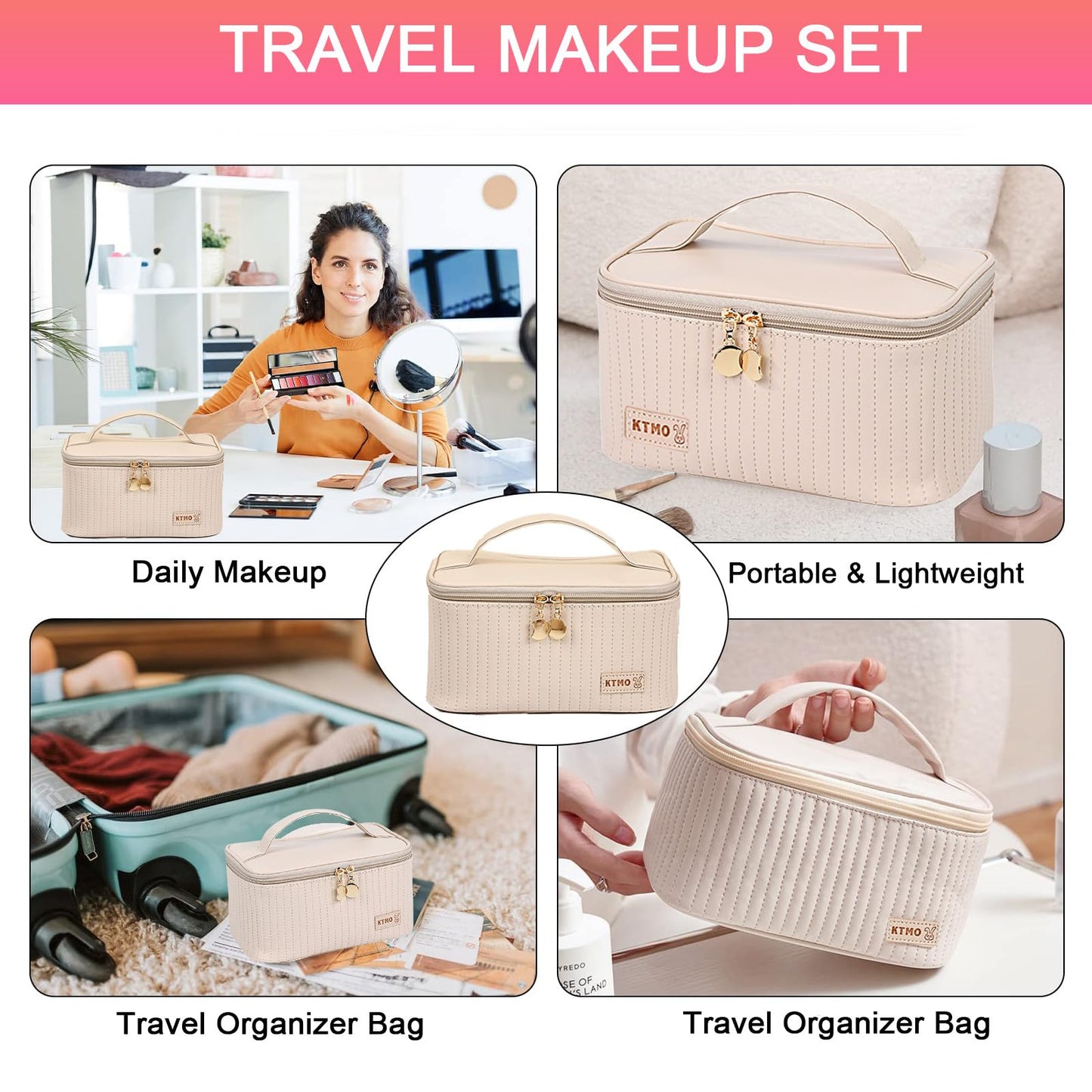 SHELAKIN cosmetic organizer bag packed closed for travel convenience