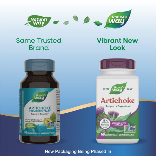 Nature's Way Artichoke standardized herbal extract supplement nutritional label details