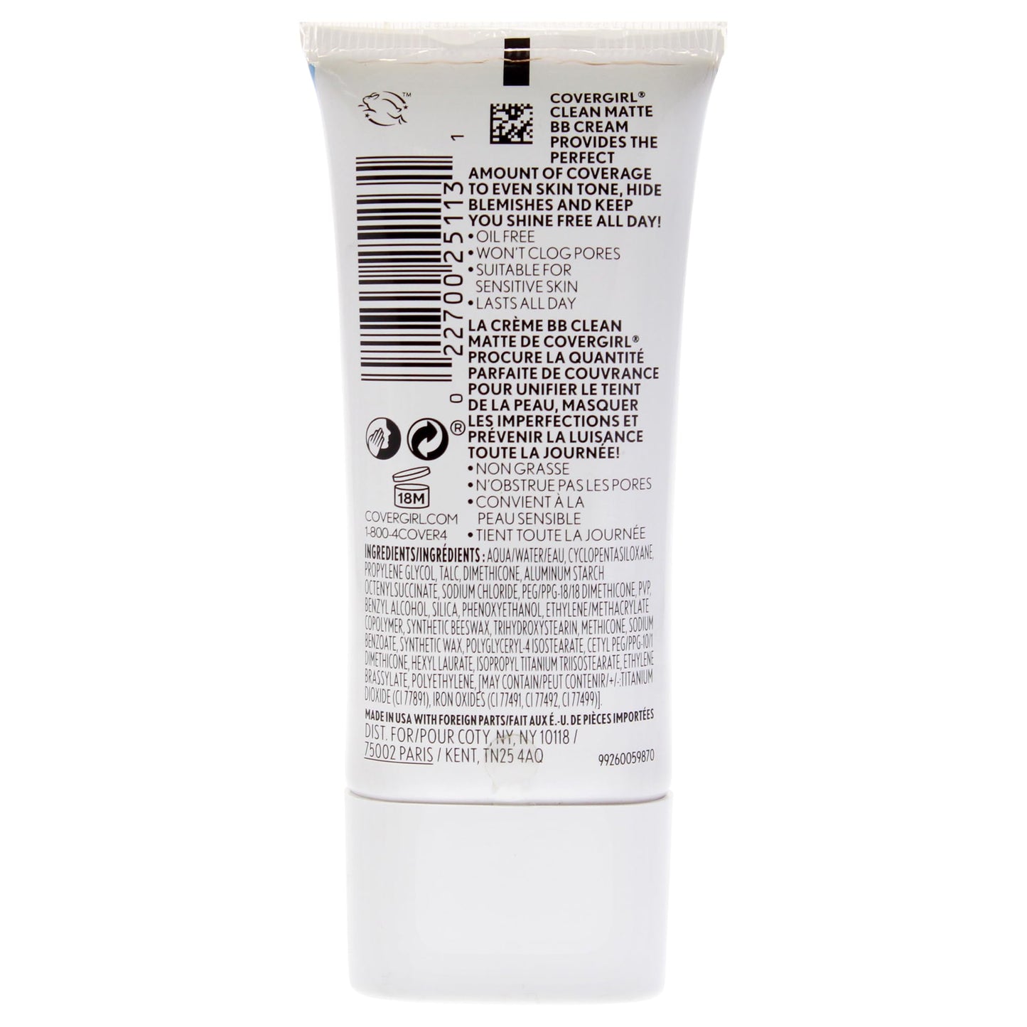Cruelty free oil free water based matte BB cream for oily and sensitive skin types