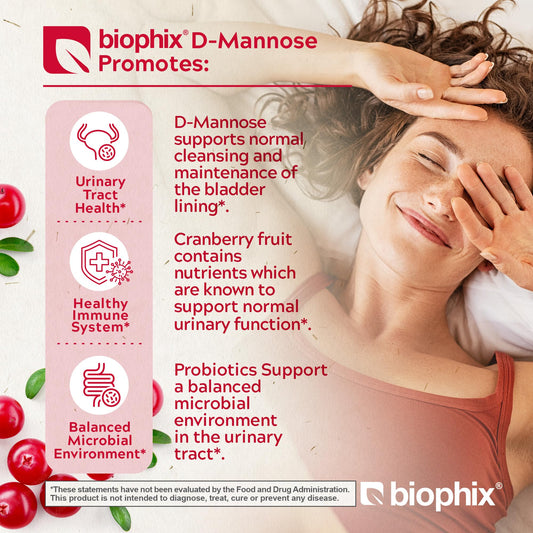 Biophix D-Mannose 1000mg vegetarian capsules supplement facts label