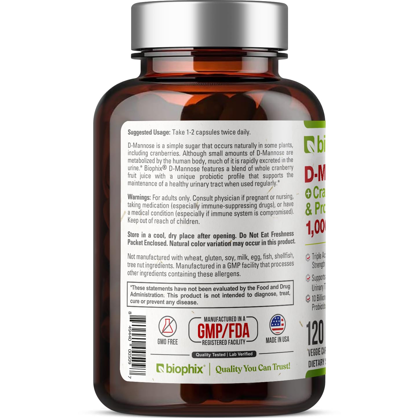 Biophix D-Mannose 1000mg Cranberry Probiotics lifestyle flatlay