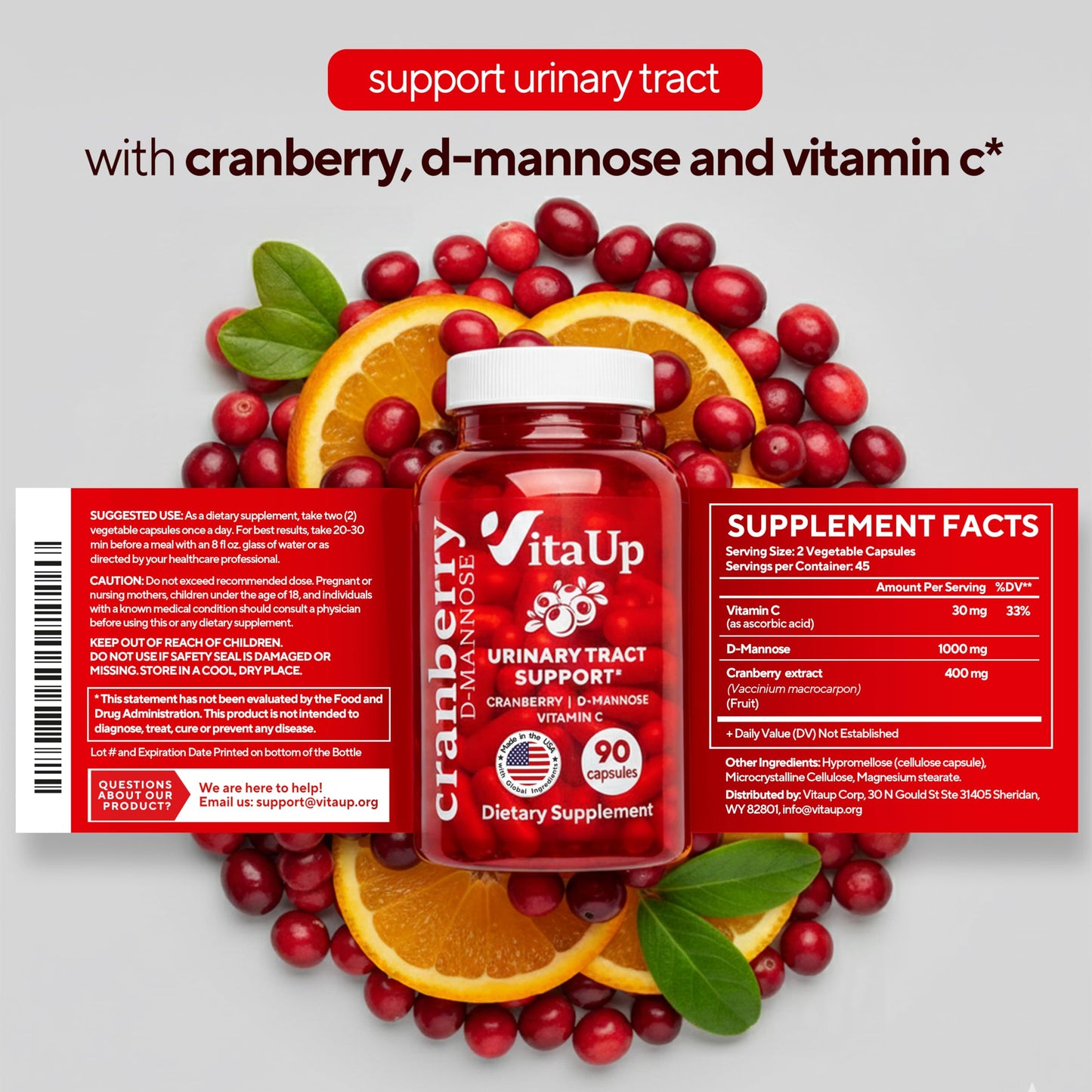 VitaUp D-Mannose 1000mg with Cranberry and Vitamin C in hand