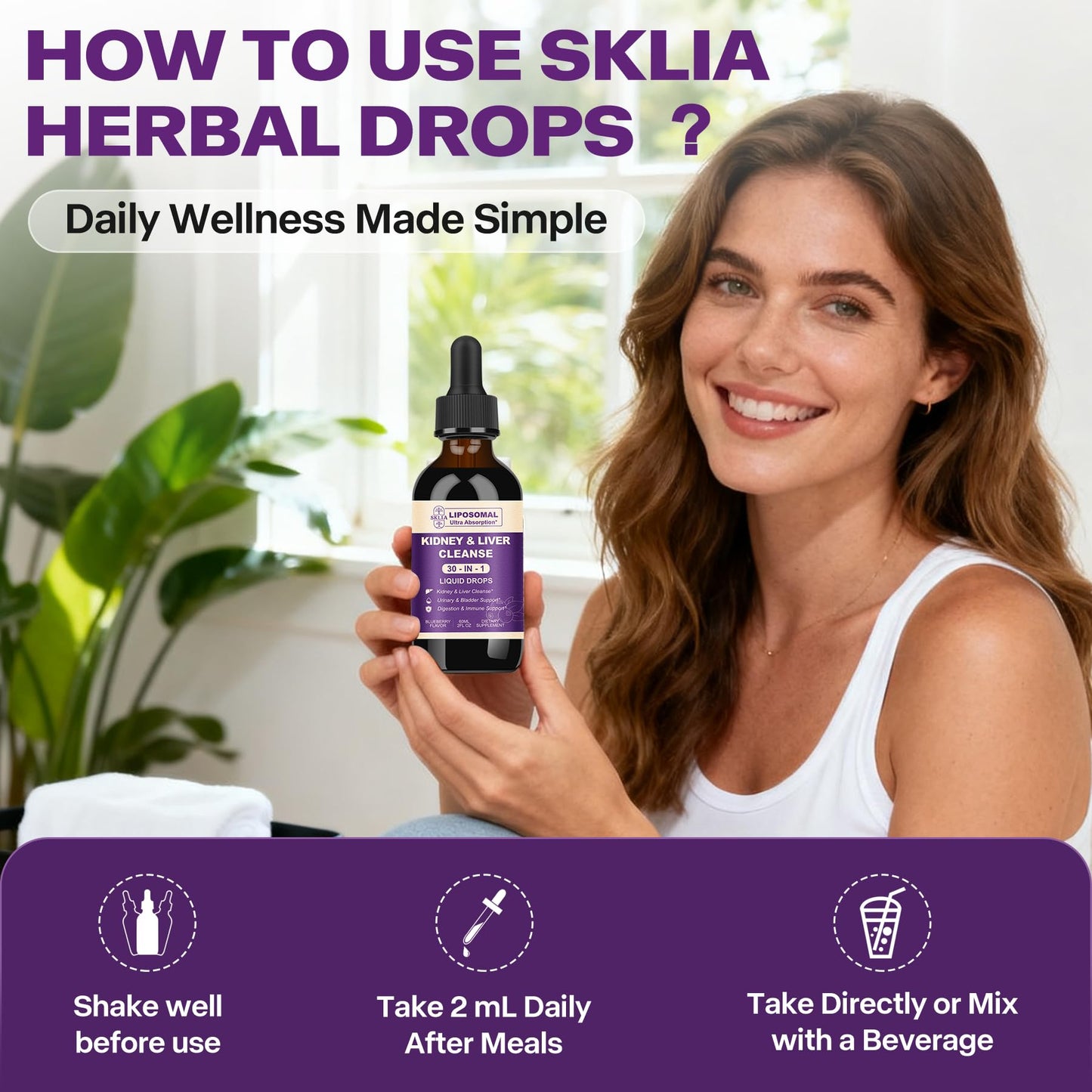 Sklia 30-in-1 Kidney and Liver Cleanse daily serving dropper