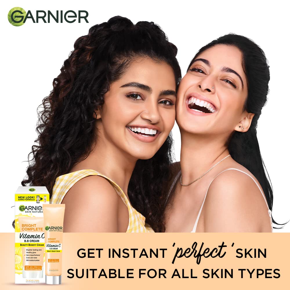Compact travel sized tube of Garnier moisturising beauty benefit cream on clean backdrop