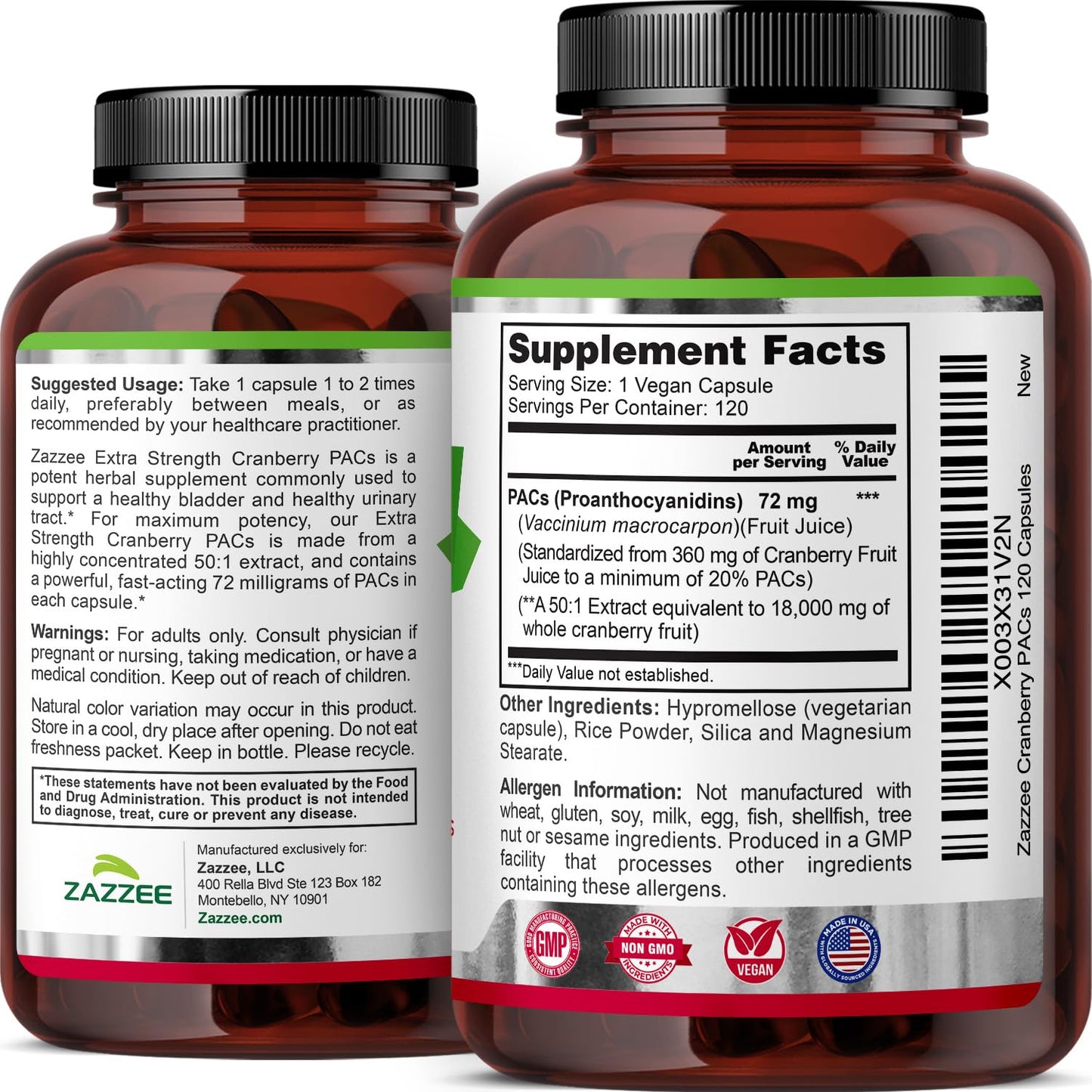 Zazzee Extra Strength Cranberry PACs 18200mg Equivalent Scoop