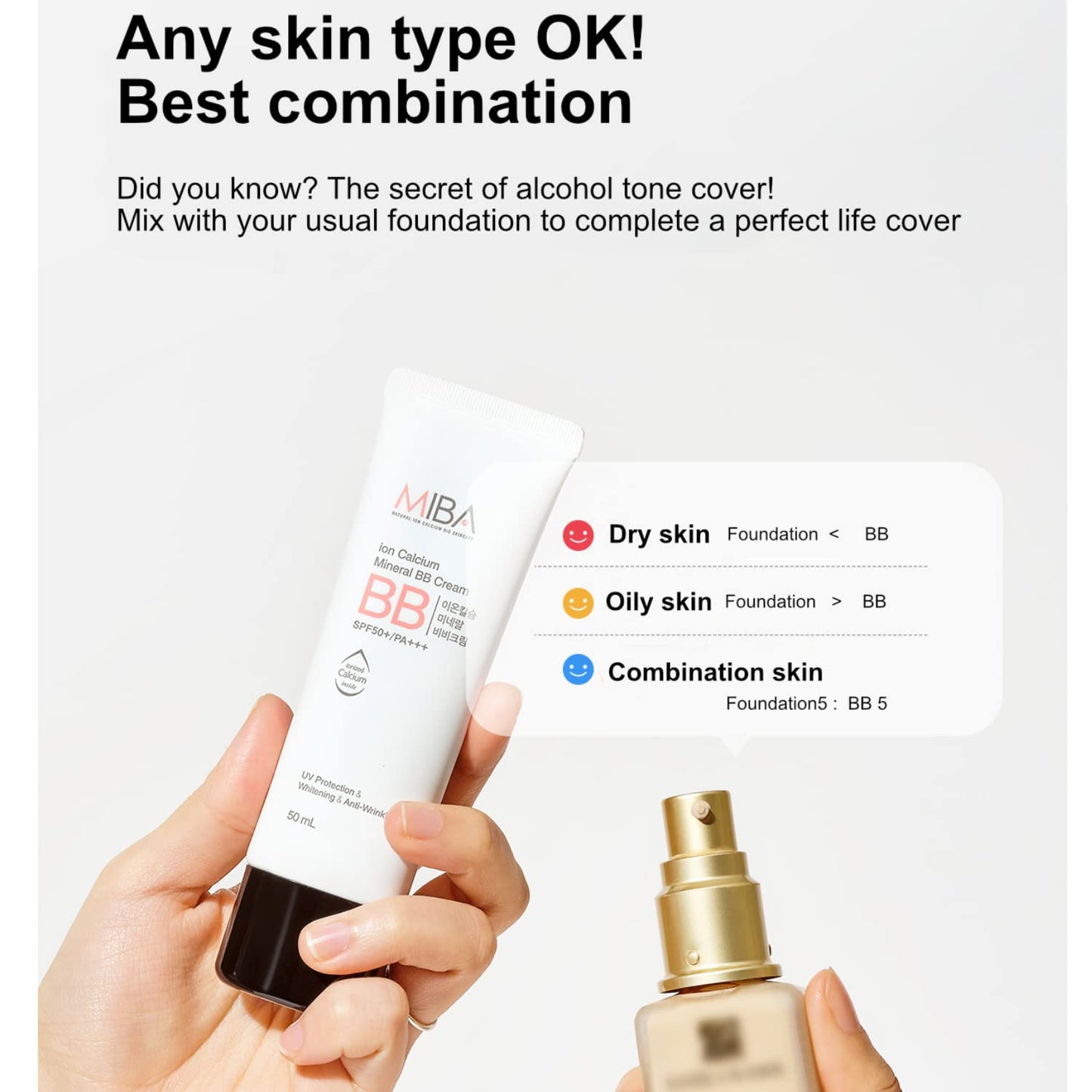Miba non cakey mineral sunscreen and brightening cream swatches