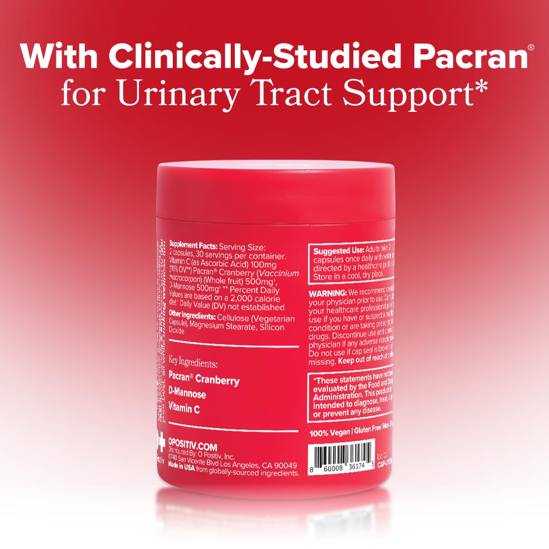 O Positiv URO Daily Urinary Tract Health Support Supplement package and capsule size