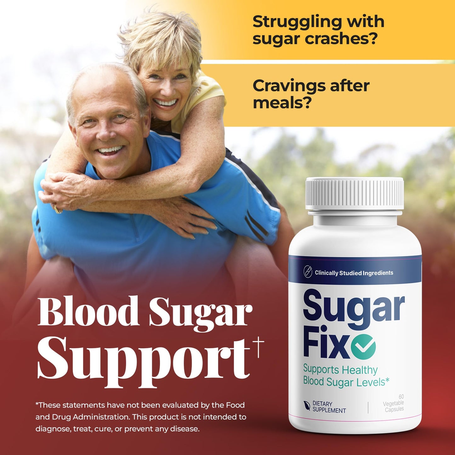 SugarFix dietary supplement bottle with safety seal and manufacturer details