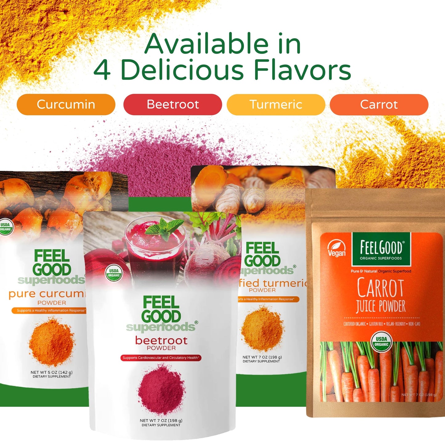 Feel Good Superfoods pure curcumin powder product packaging