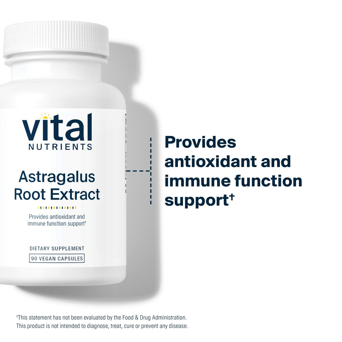 Vital Nutrients Astragalus root extract supplement packaging showing clear tamper evident seal and direct USA origin sourcing