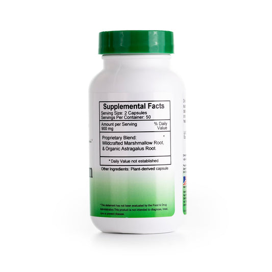 Christopher's Original Formulas Immucalm vegetarian capsules side label showing supplement facts and botanical blend