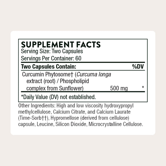 Thorne Curcumin Phytosome label showing 500mg potency