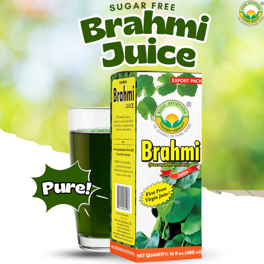 Basic Ayurveda Brahmi Juice 480ml bottle showing product label details