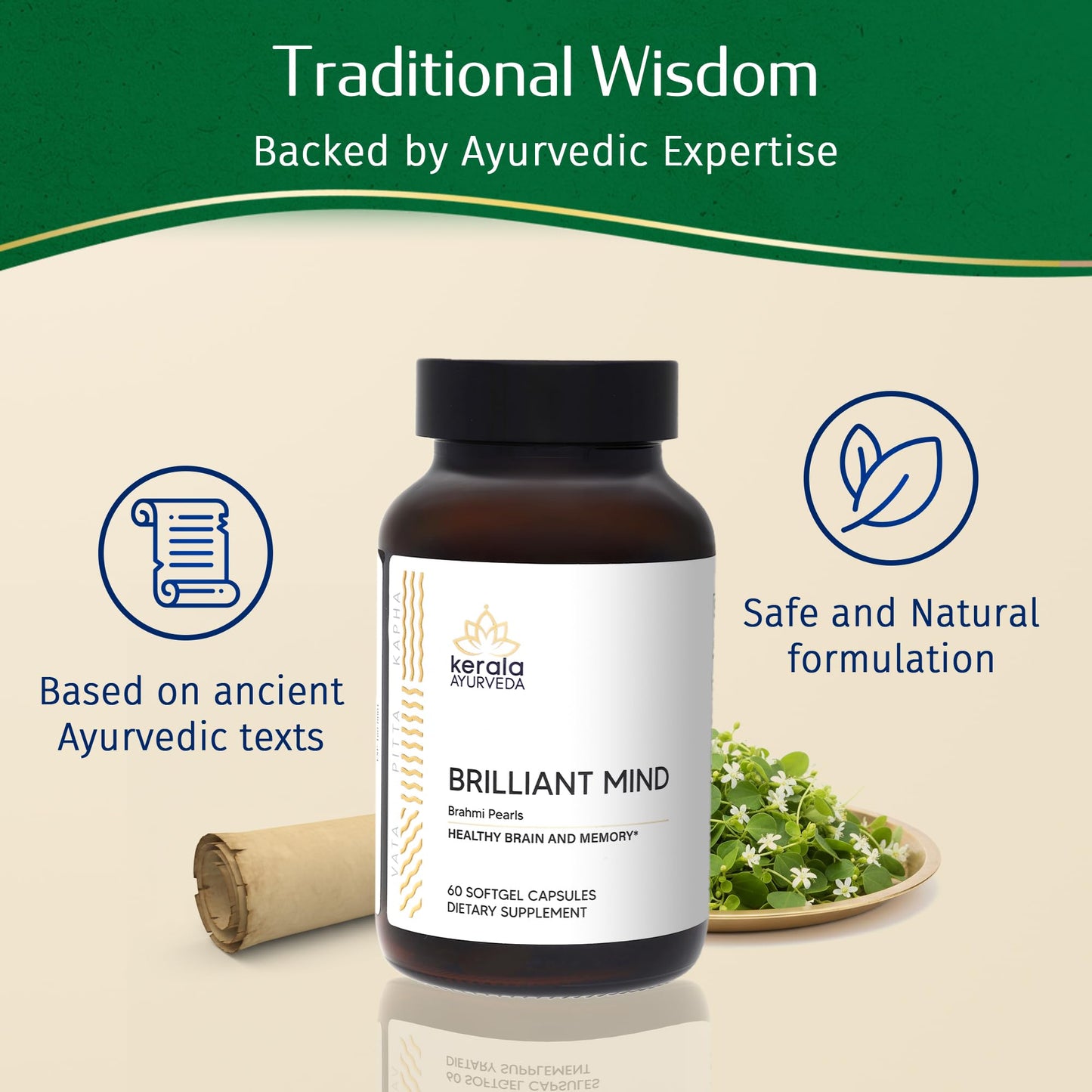 Kerala Ayurveda dosha balancing herbal capsules for memory enhancement