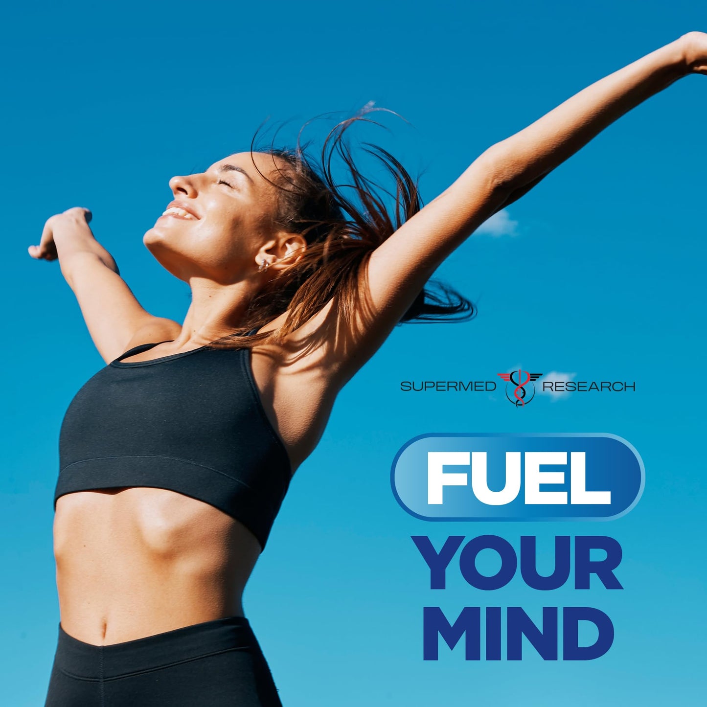 Two month supply packaging of Supermed Research focus and brain health supplement.