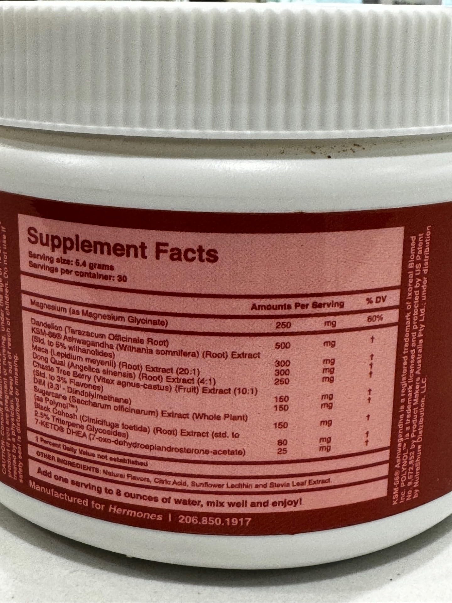 Hermones USA imported women healthcare supplement packaging side directions panel