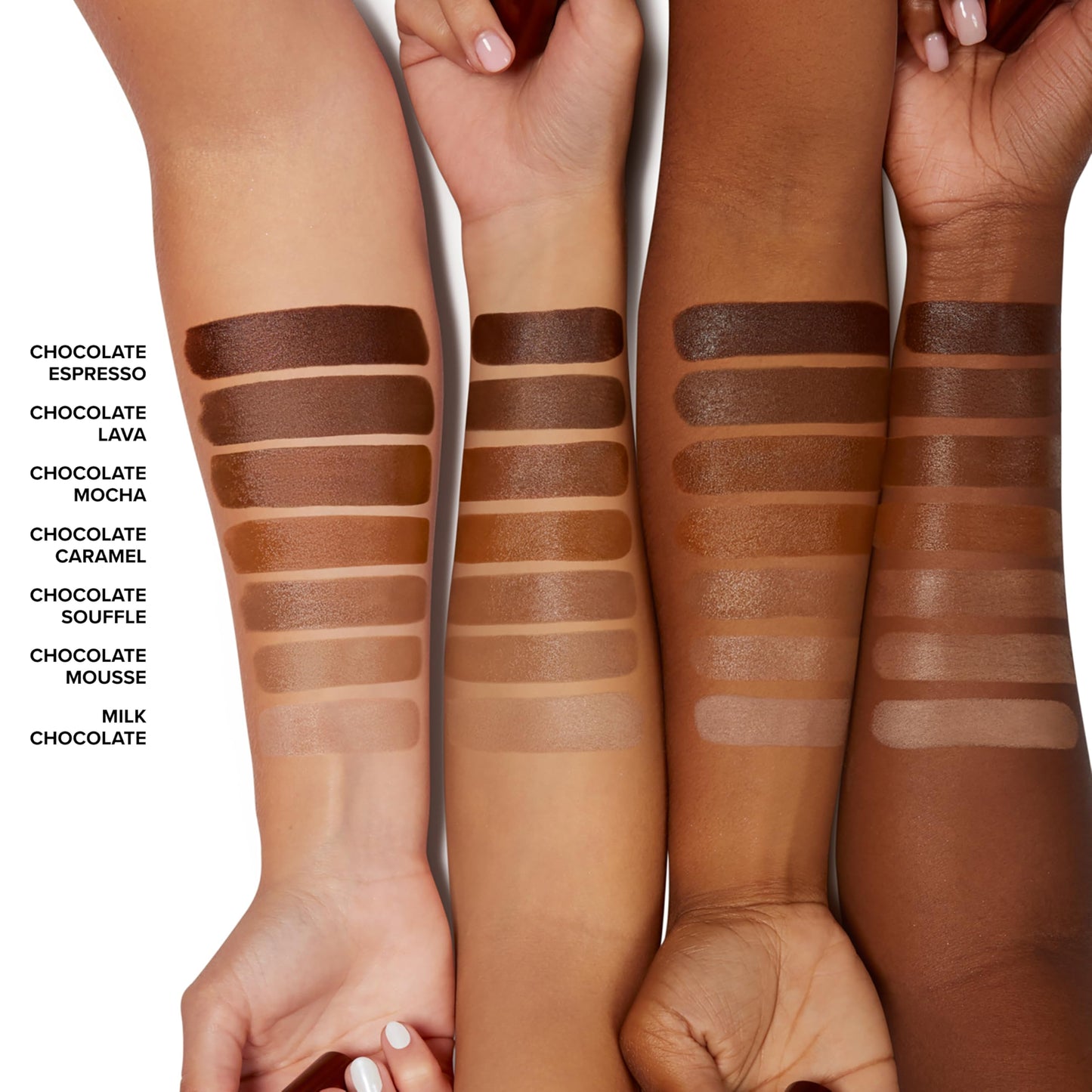 Too Faced Chocolate Soleil melting bronzer stick being applied to cheekbones