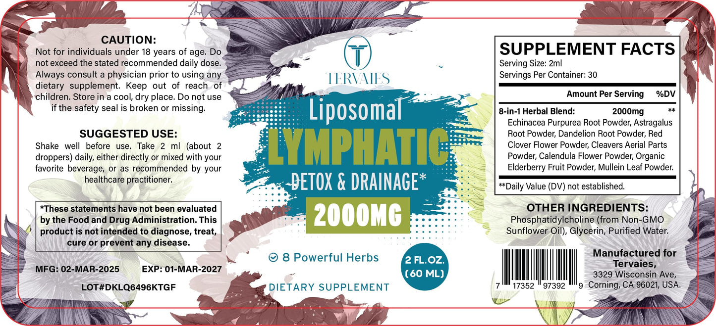 Tervaies Liposomal Lymphatic Drops bottle with dropper included