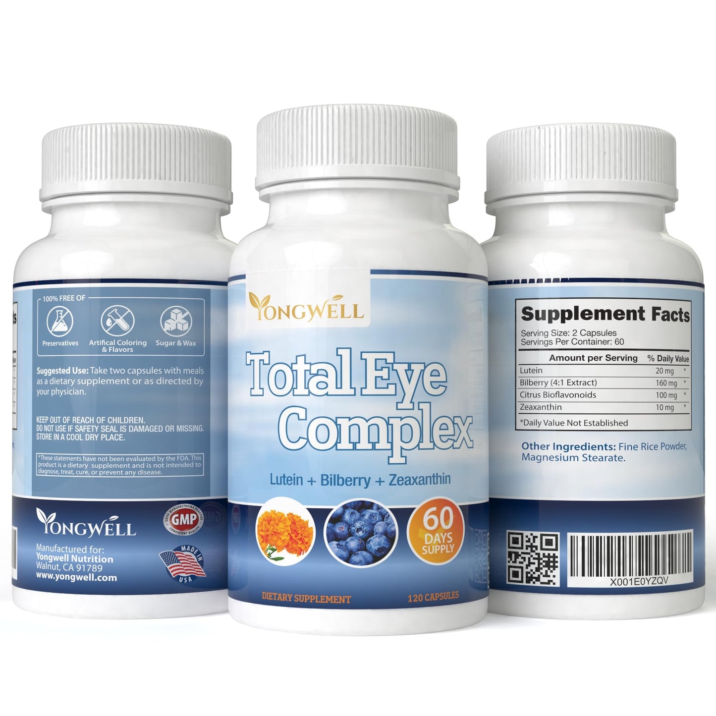 YongWell Total Eye Complex lifestyle display showing 60 days supply container