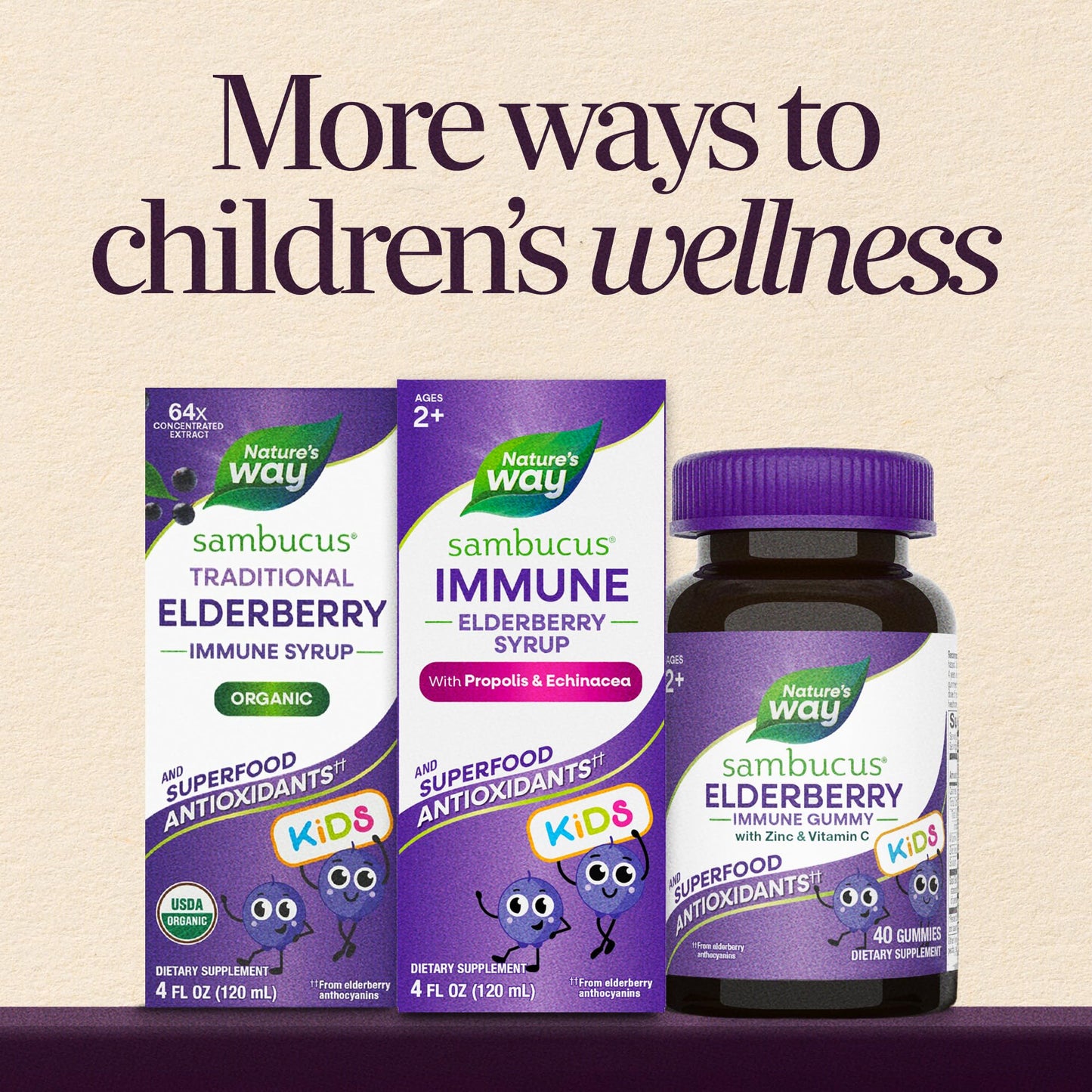 Nature's Way Sambucus Kids Elderberry Syrup lifestyle shot for children
