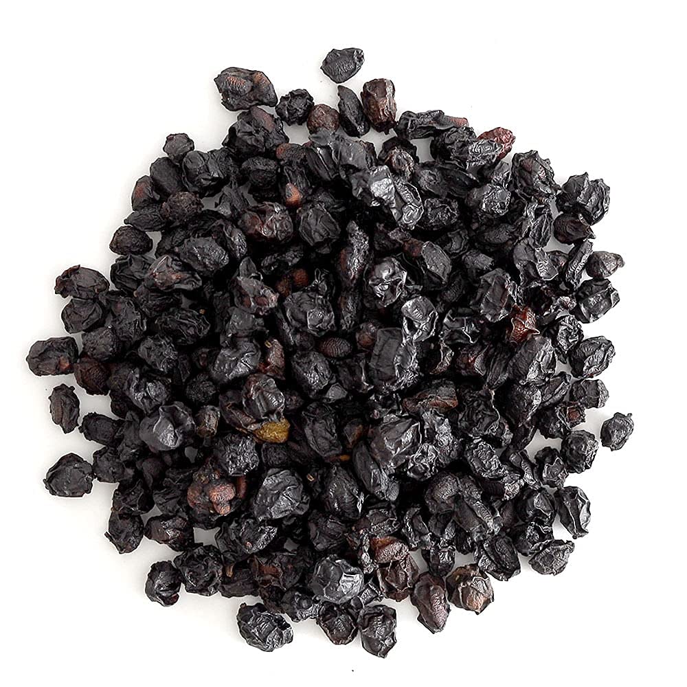 Frontier Co-op dried elderberries side view of 16 ounce pack