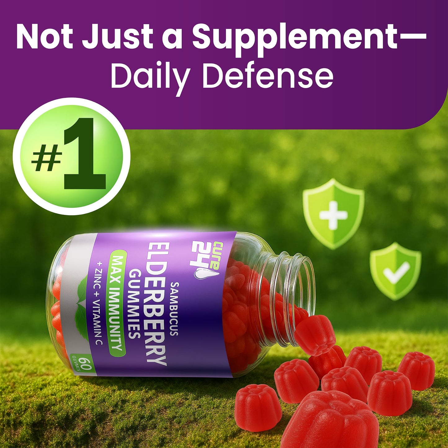Authentic USA sourced healthy berry flavor chewable vitamins packaging details