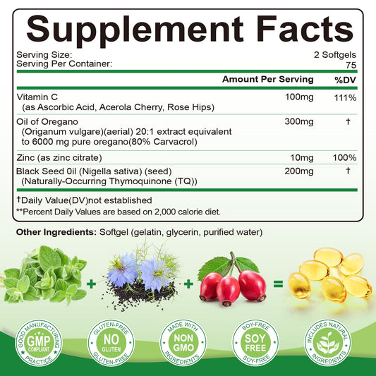 SIGNILIFE 6000mg herbal supplement bottle showing the supplement facts panel with carvacrol details.