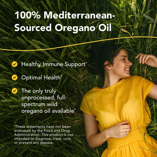 Wild organic oregano oil dropper bottle showing clean chemical free ingredients list