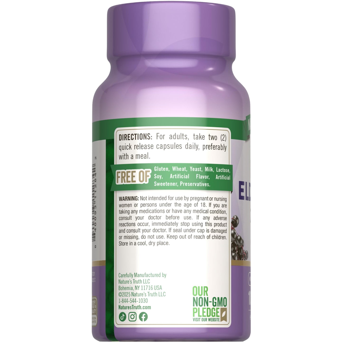 Natural vegetarian friendly black elderberry immune system health booster capsule count