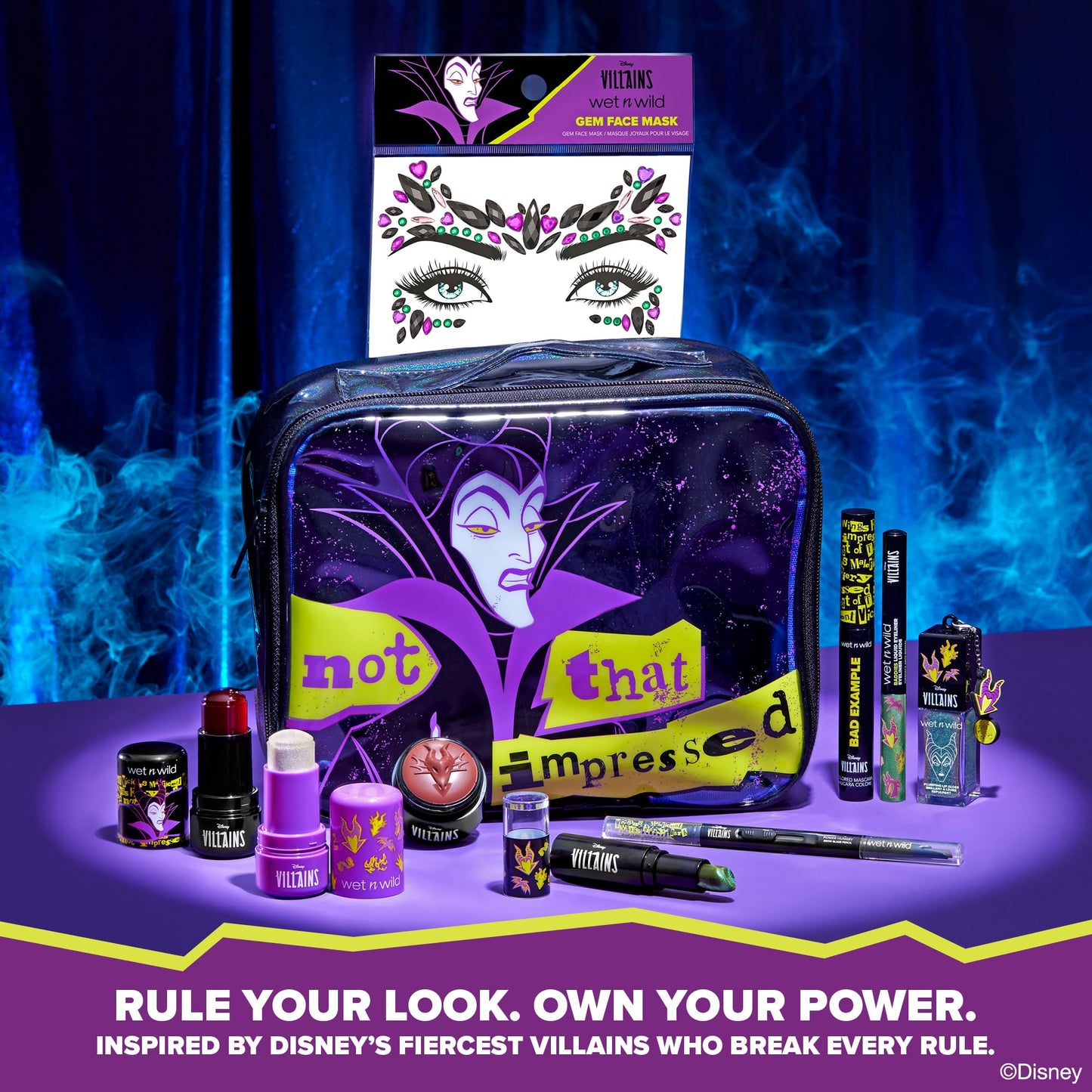Close up of the Disney Villains collection retractable dual ended makeup stick for sculpting and highlighting.