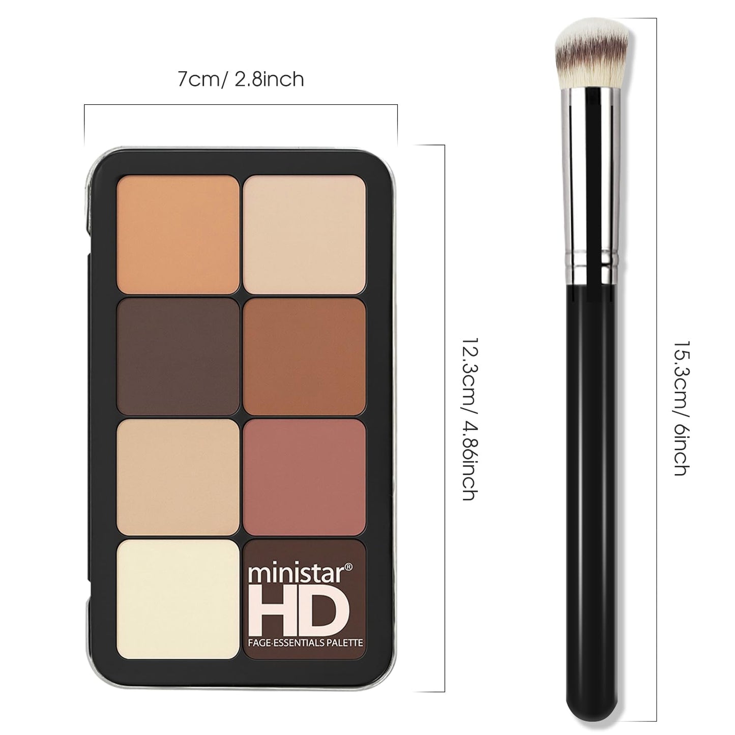 Side profile of the slim and travel ready sixteen shade cream face palette highlighting its compact design.