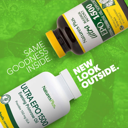 Nature's Plus Ultra EPO 1500 maximum strength nutritional information panel showing gamma linolenic acid content