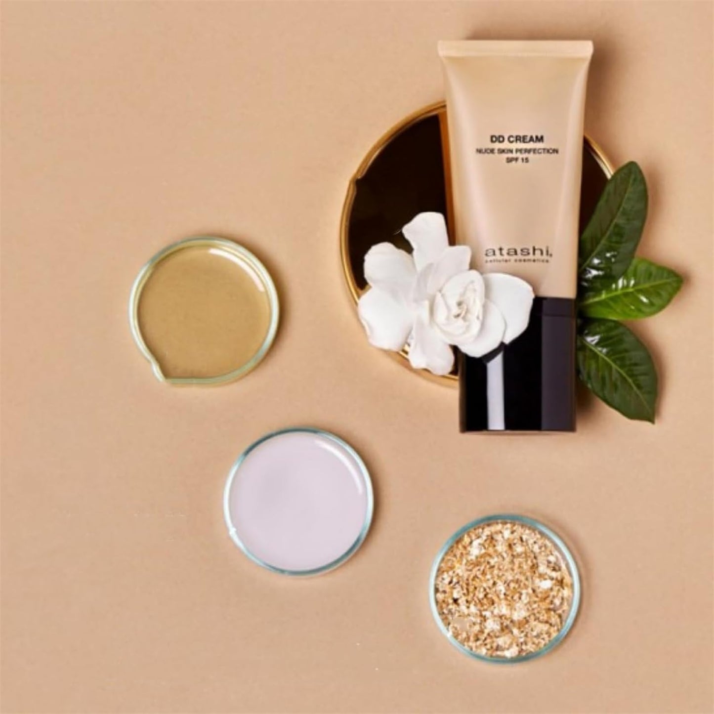 Atashi anti wrinkle luxury skincare cream bottle with illuminating micropigments for radiant skin