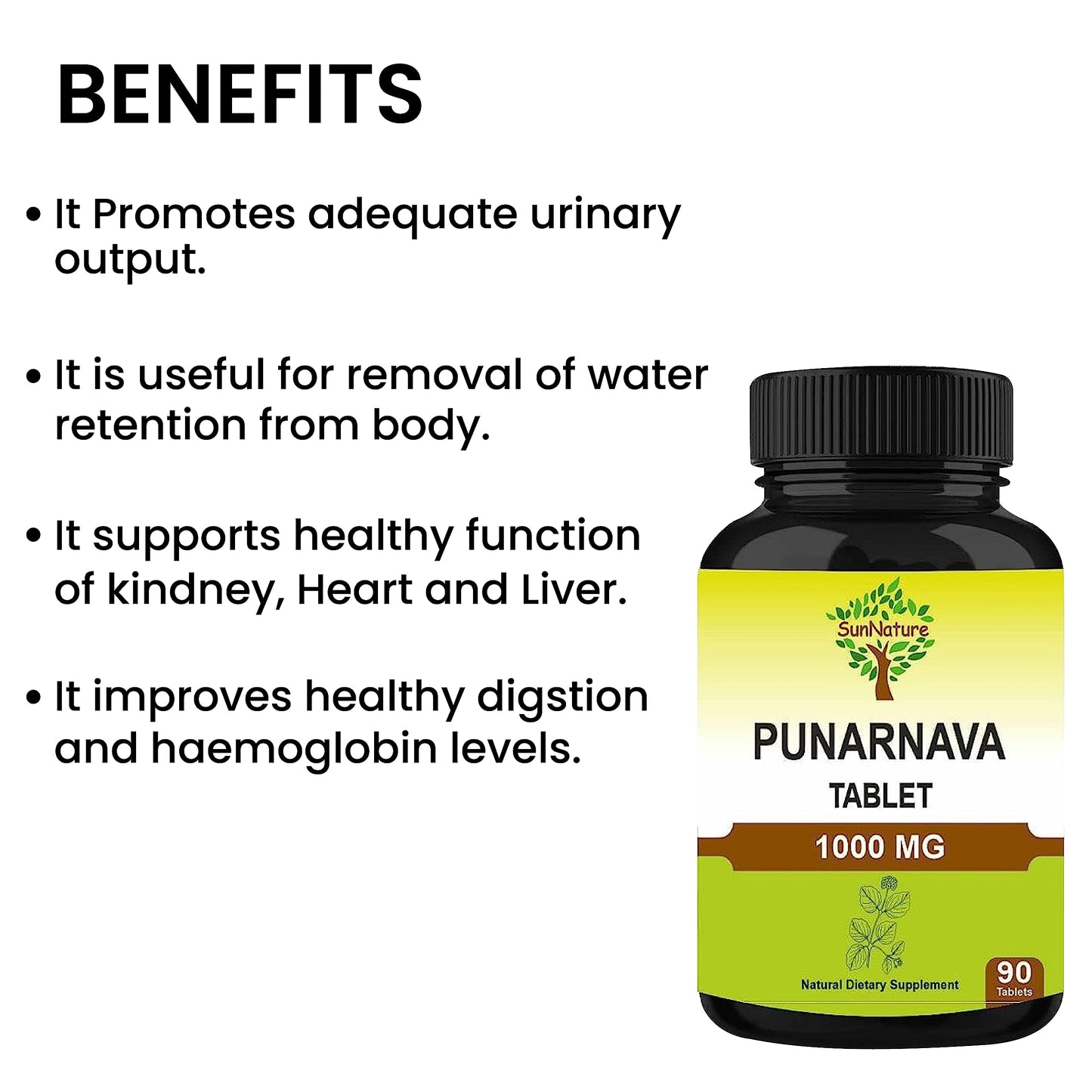 SunNature Punarnava 45 day supply premium herbal supplements
