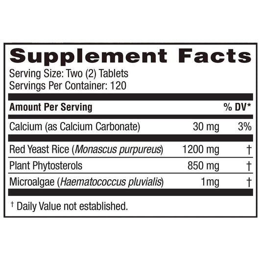 Weider Red Yeast Rice Plus supplement packaging showing facts and ingredients