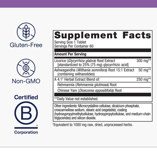 Metagenics Licorice Plus 60 tablets supplement facts label