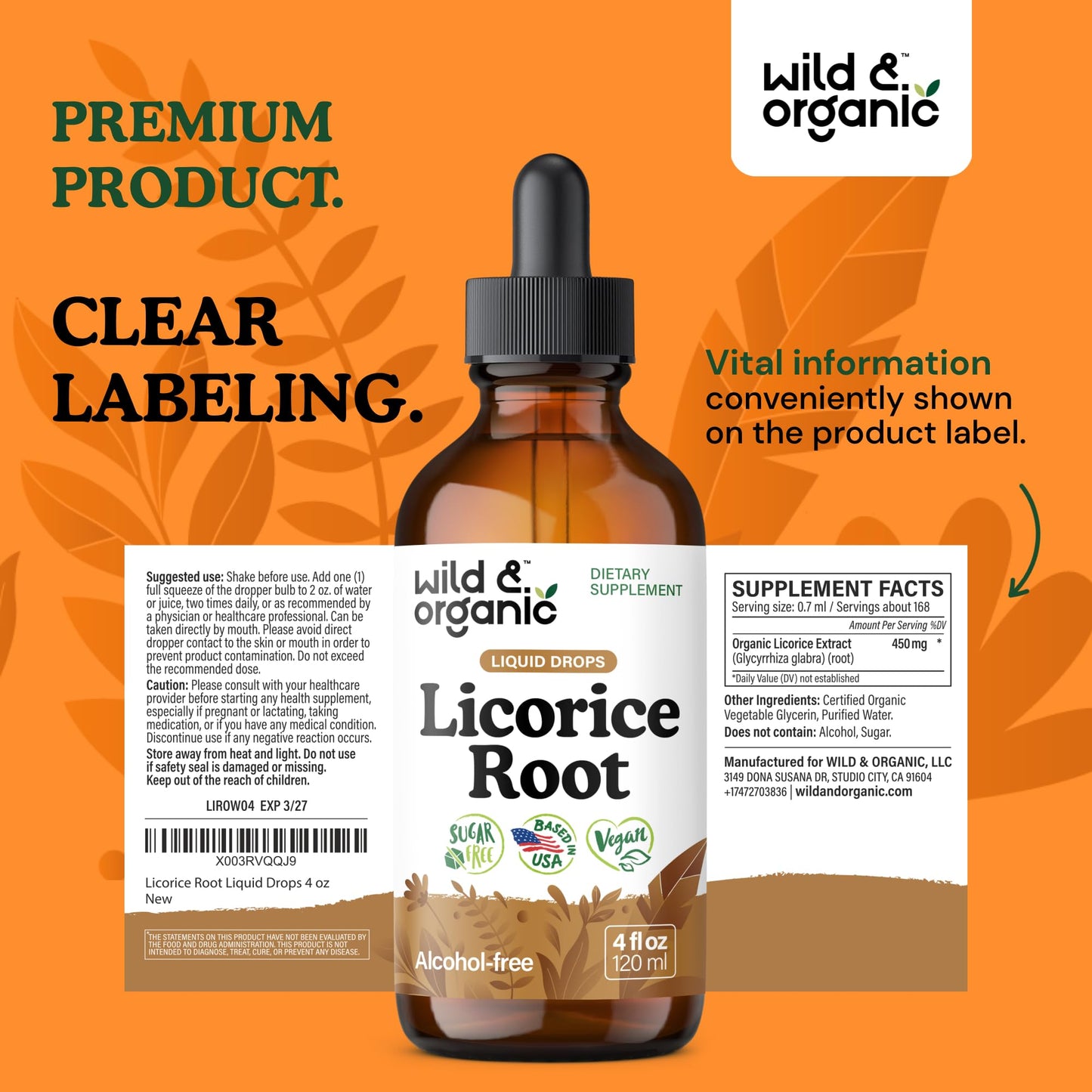 Professional studio shot of organic licorice tincture