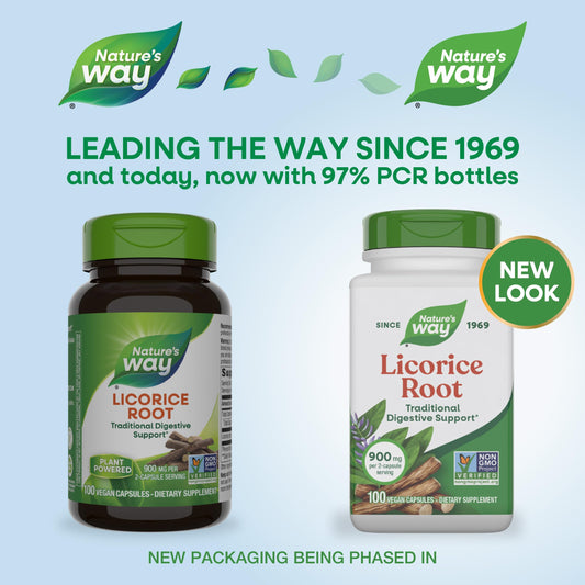 Nature's Way Licorice Root bottle showing vegan and non-GMO certification