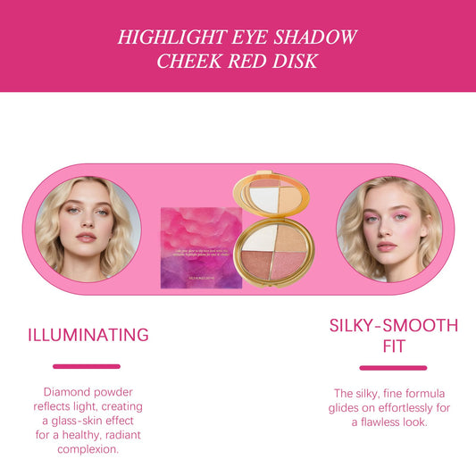 Open view of the Tarte Glow Wardrobe Palette displaying four rich glow shades for eyeshadow and cheek highlight.