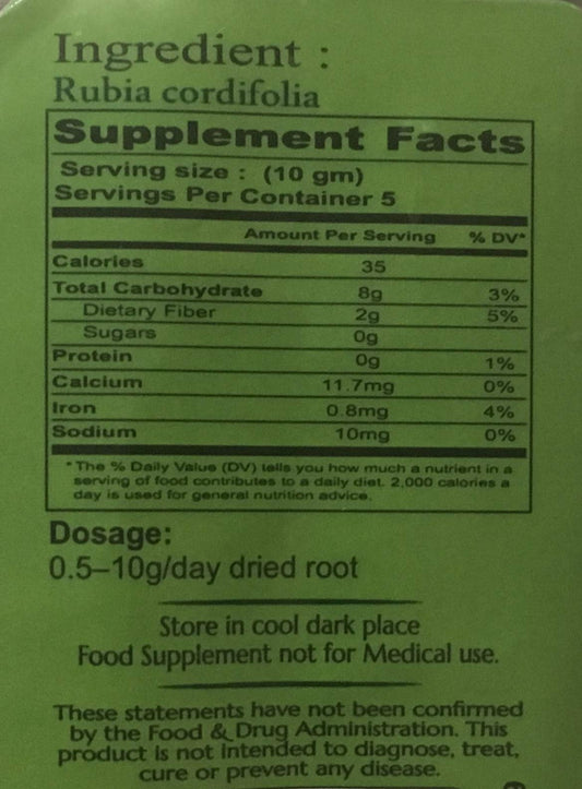 Close up of organic Rubia cordifolia root sticks for Ayurvedic use