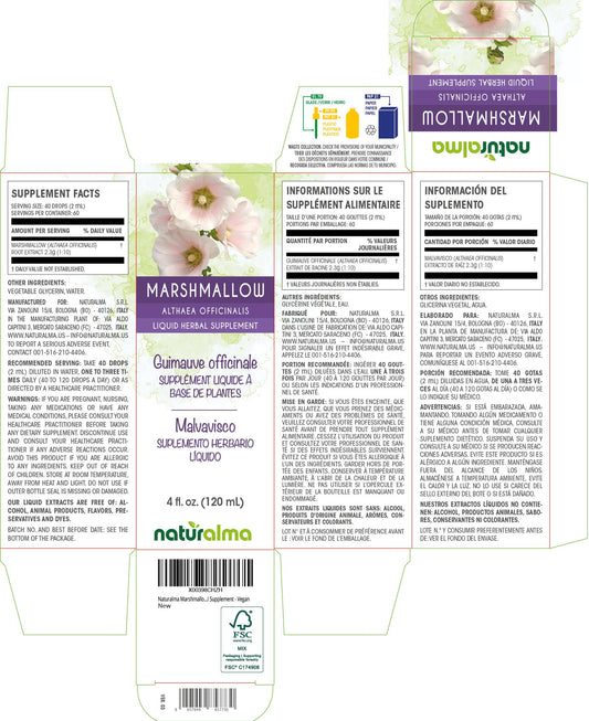 Naturalma Marshmallow Root liquid extract 4 fluid ounces bottle