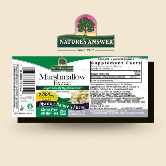 Nature's Answer Marshmallow Root herbal supplement label details