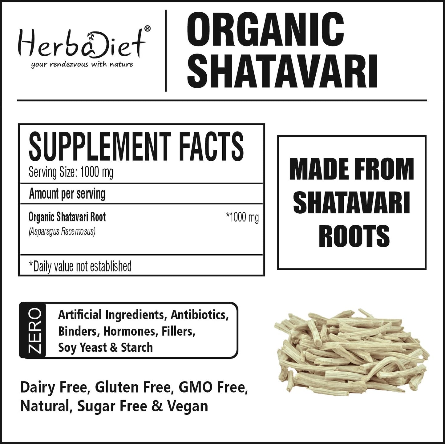 Authentic Herbadiet Shatavari health supplement powder seal closure view