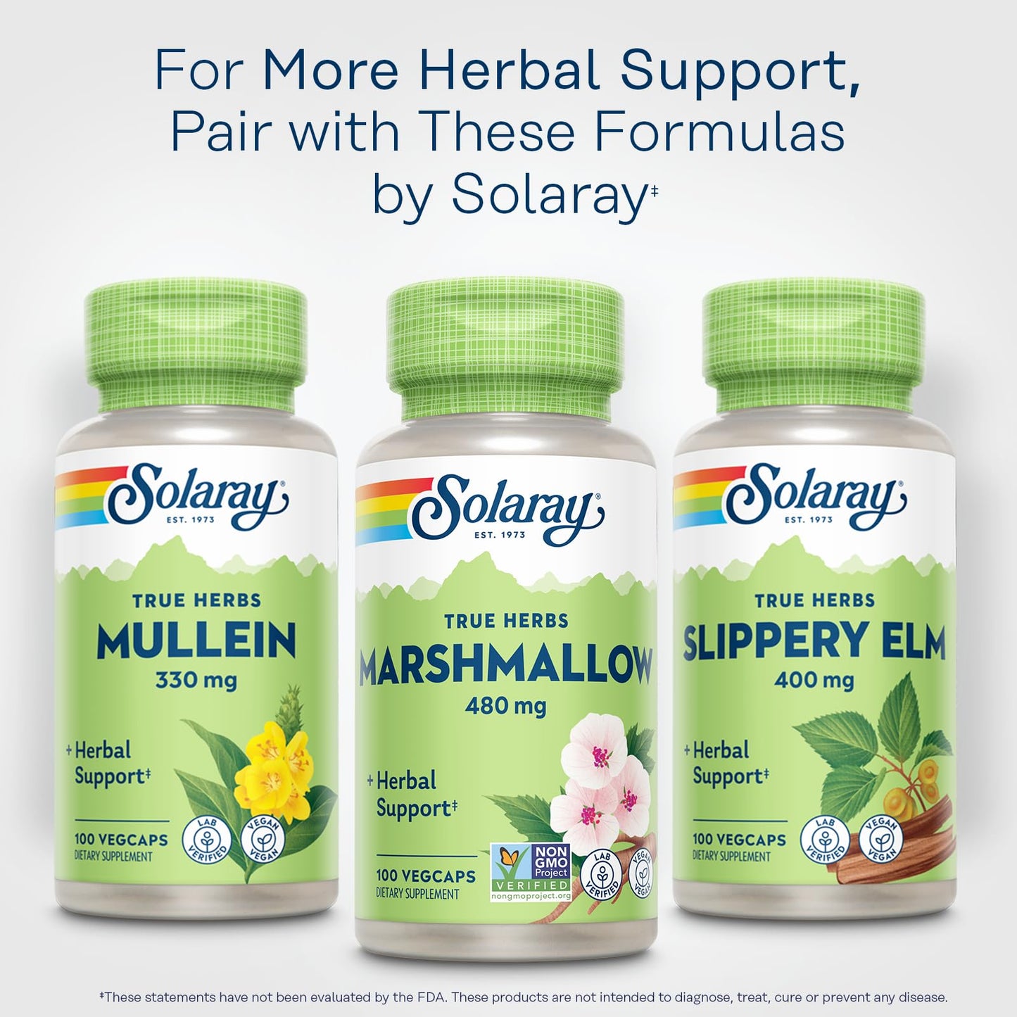 Solaray Marshmallow Root 480mg vegetable capsules bottle top view