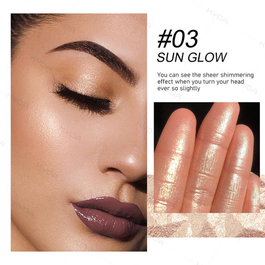 KYDA High Glossy Face Illuminator showing the open palette layout with the included blending brush.